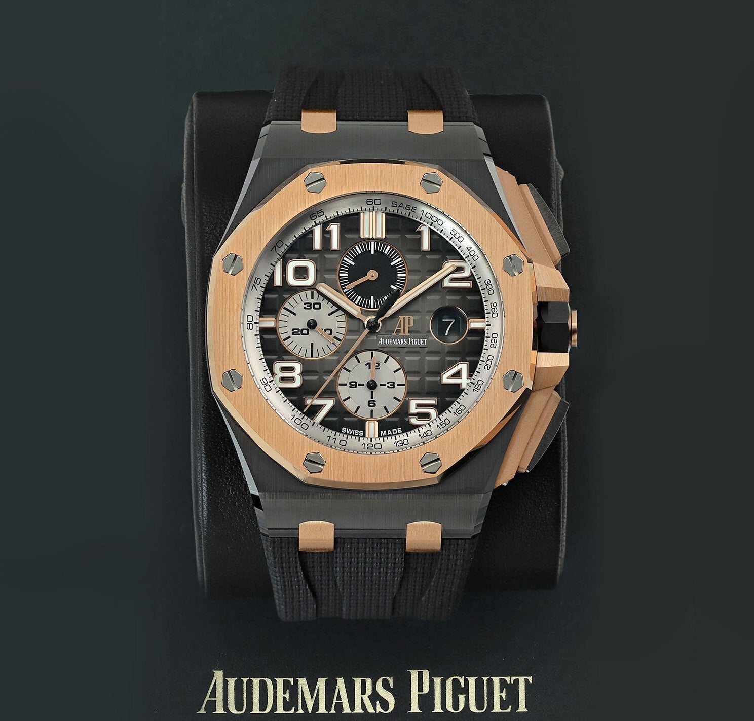 Audemars Piguet Royal Oak Offshore Chronograph Grey Dial Black Rubber Strap Watch for Men - 26405NR.OO.A002CA.01