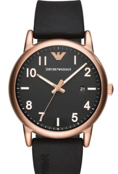 Shop Emporio Armani Luigi Quartz Black Dial Black Rubber Strap Watch For Men - AR11097 in USA