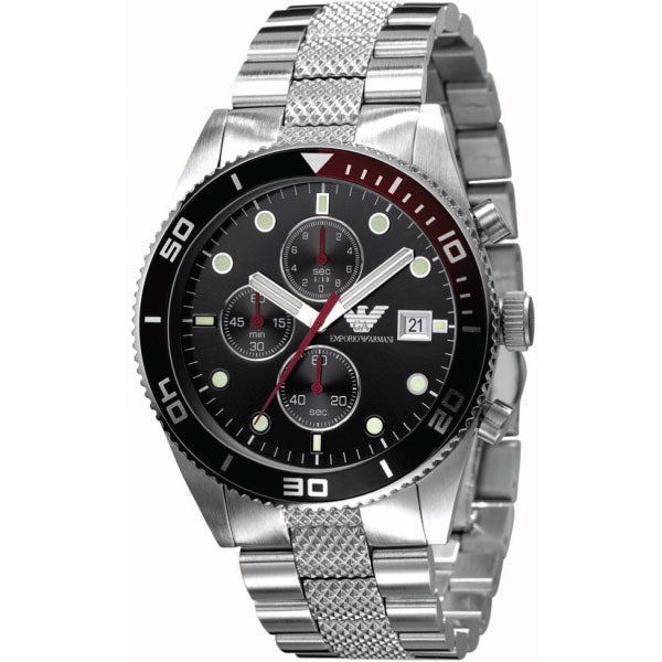 Emporio Armani Chronograph Black Dial Silver Stainless Steel Watch For Men - AR5855 Buy Now By Emporio Armani