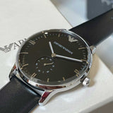 Emporio Armani Gianni Quartz Black Dial Black Leather Strap Watch For Men - AR0382 Buy Now By Emporio Armani