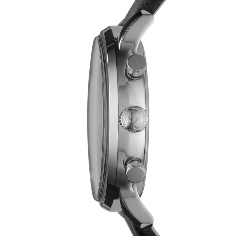 Emporio Armani Gianni Chronograph Black Dial Black Leather Strap Watch For Men - AR0397 Buy Now By Emporio Armani