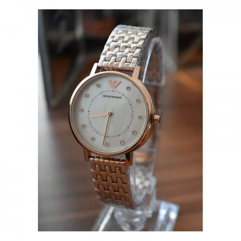 Emporio Armani Kappa Analog Mother of Pearl Dial Rose Gold Steel Strap Watch For Women - AR11006 Buy Now By Emporio Armani