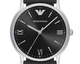 Shop Emporio Armani Kappa Analog Quartz Black Dial Black Leather Strap Watch For Men - AR11013 in USA