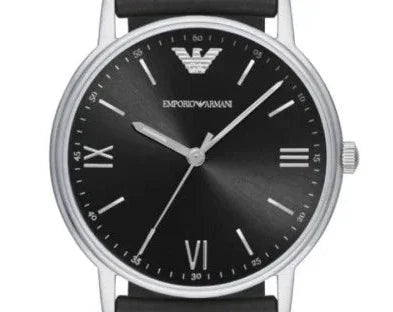 Shop Emporio Armani Kappa Analog Quartz Black Dial Black Leather Strap Watch For Men - AR11013 in USA
