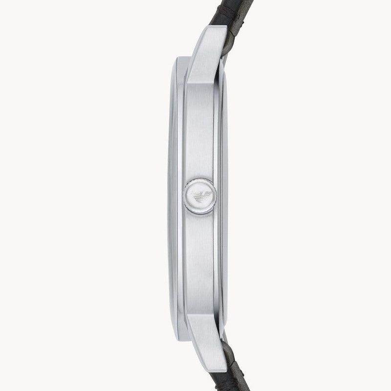 Shop Emporio Armani Kappa Analog Quartz Black Dial Black Leather Strap Watch For Men - AR11013 in USA