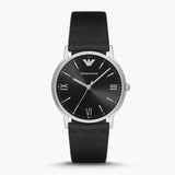 Shop Emporio Armani Kappa Analog Quartz Black Dial Black Leather Strap Watch For Men - AR11013 in USA