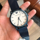 Emporio Armani Luigi Quartz White Dial Blue Mesh Bracelet Watch For Men - AR11025 Buy Now By Emporio Armani