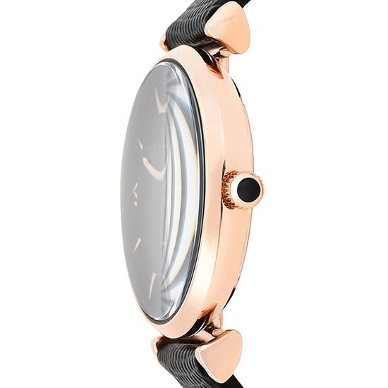 Emporio Armani Gianni T Bar Black Mother of Pearl Dial Black Leather Strap Watch For Women - AR11060 Buy Now By Emporio Armani