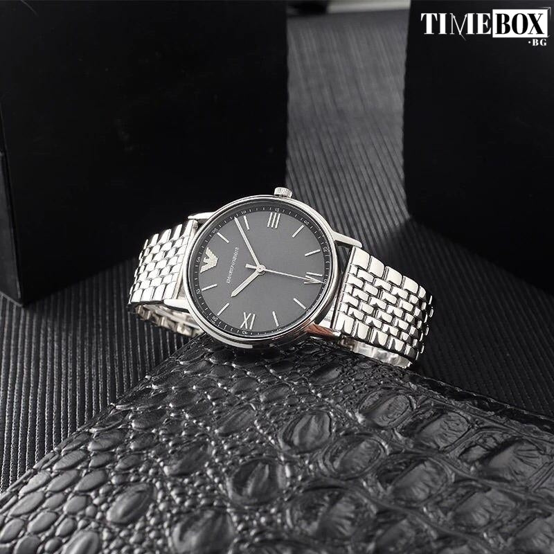 Shop Emporio Armani Kappa Quartz Grey Dial Silver Mesh Bracelet Watch For Men - AR11068 in USA