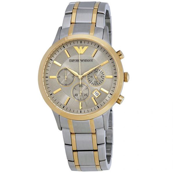 Emporio Armani Renato Chronograph Quartz Silver Dial Two Tone Steel Strap Watch For Men - AR11076 Buy Now By Emporio Armani
