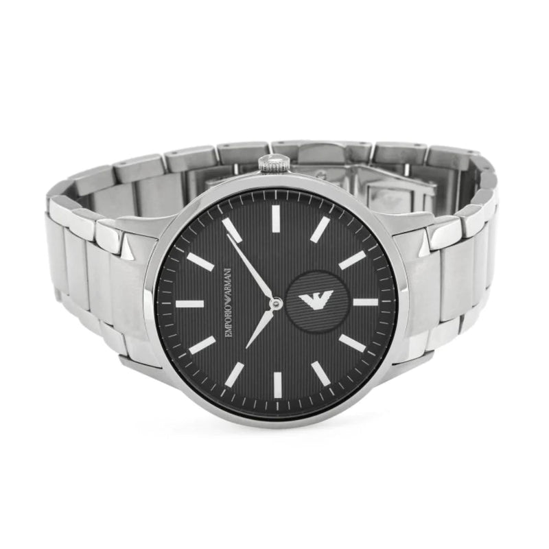 Shop Emporio Armani Renato Quartz Black Dial Silver Steel Strap Watch For Men - AR11118 in USA