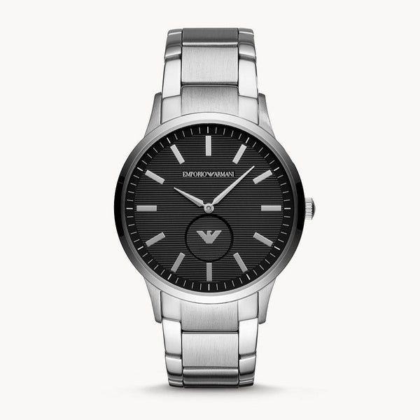 Shop Emporio Armani Renato Quartz Black Dial Silver Steel Strap Watch For Men - AR11118 in USA
