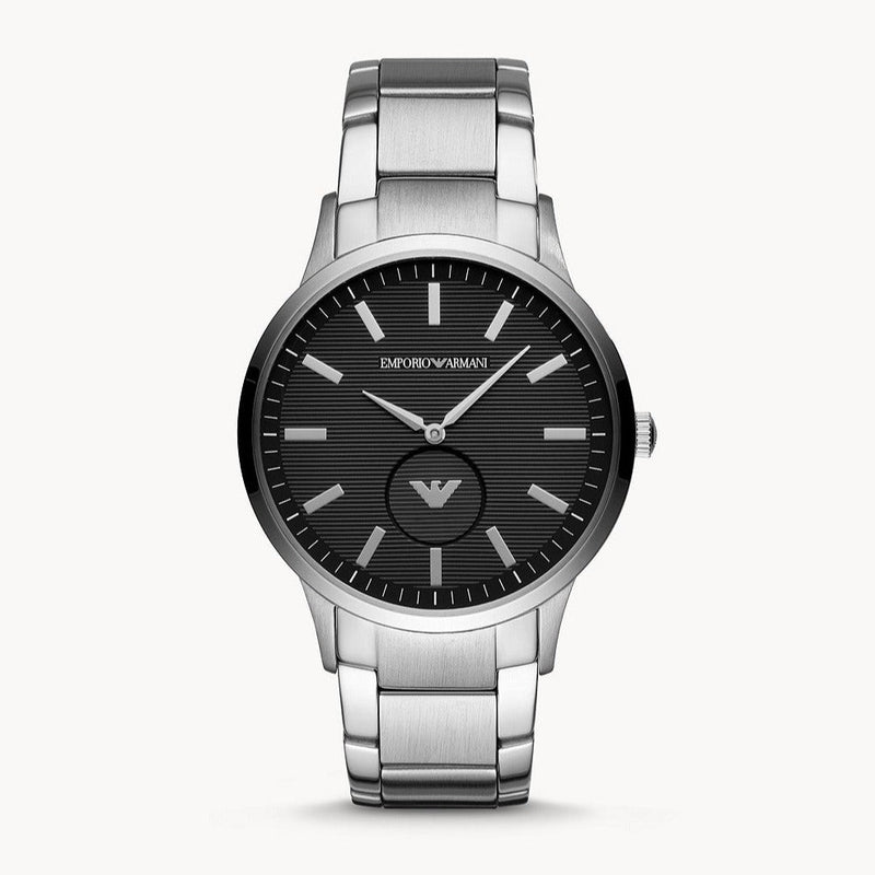 Shop Emporio Armani Renato Quartz Black Dial Silver Steel Strap Watch For Men - AR11118 in USA