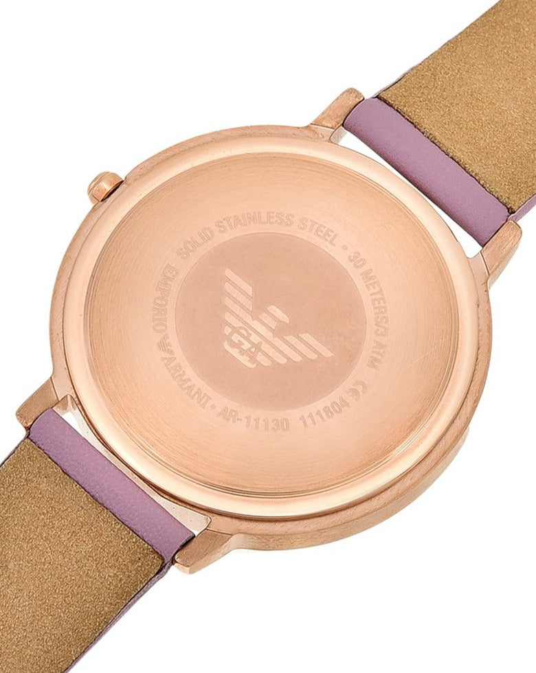 Shop Emporio Armani Kappa Mother Of Pearl White Dial Pink Leather Strap Watch For Women - AR11130 in USA