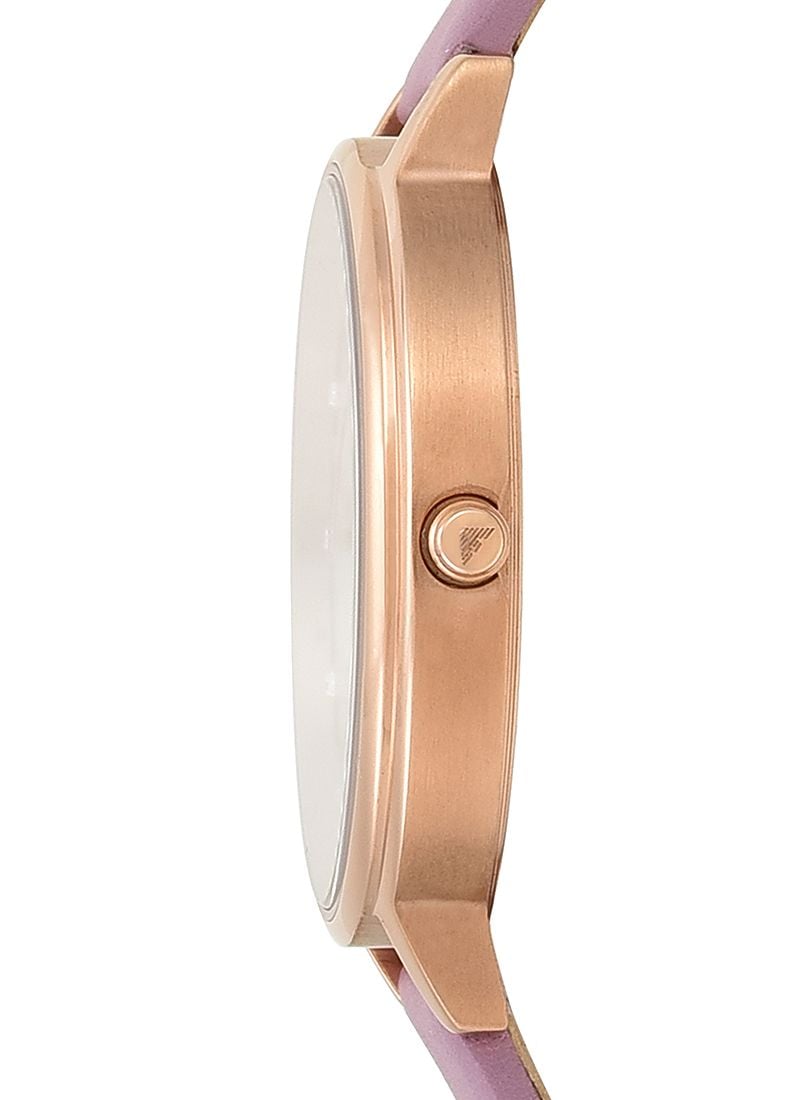 Shop Emporio Armani Kappa Mother Of Pearl White Dial Pink Leather Strap Watch For Women - AR11130 in USA