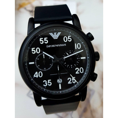 Emporio Armani Luigi Chronograph Black Dial Black Leather Strap Watch For Men - AR11133 Buy Now By Emporio Armani