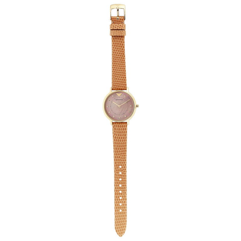 Emporio Armani Kappa Quartz Mother of Pearl Taupe Dial Brown Leather Strap Watch For Men - AR11151 Buy Now By Emporio Armani