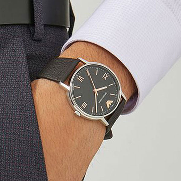 Emporio Armani Kappa Quartz Black Dial Brown Leather Strap Watch For Men - AR11153 Buy Now By Emporio Armani
