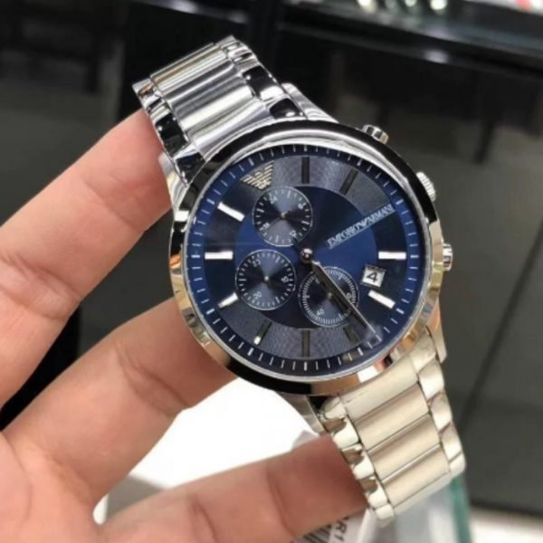 Emporio Armani Renato Chronograph Blue Dial Silver Steel Strap Watch For Men - AR11164 Buy Now By Emporio Armani