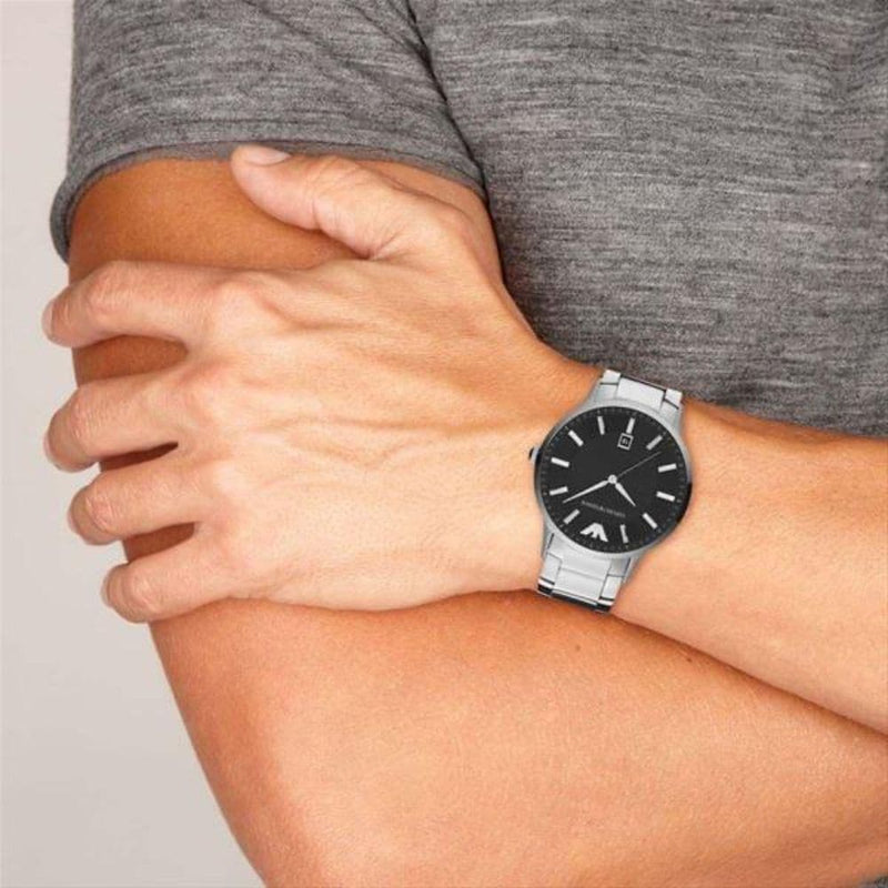 Emporio Armani Renato Quartz Black Dial Silver Steel Strap Watch For Men - AR11181 Buy Now By Emporio Armani