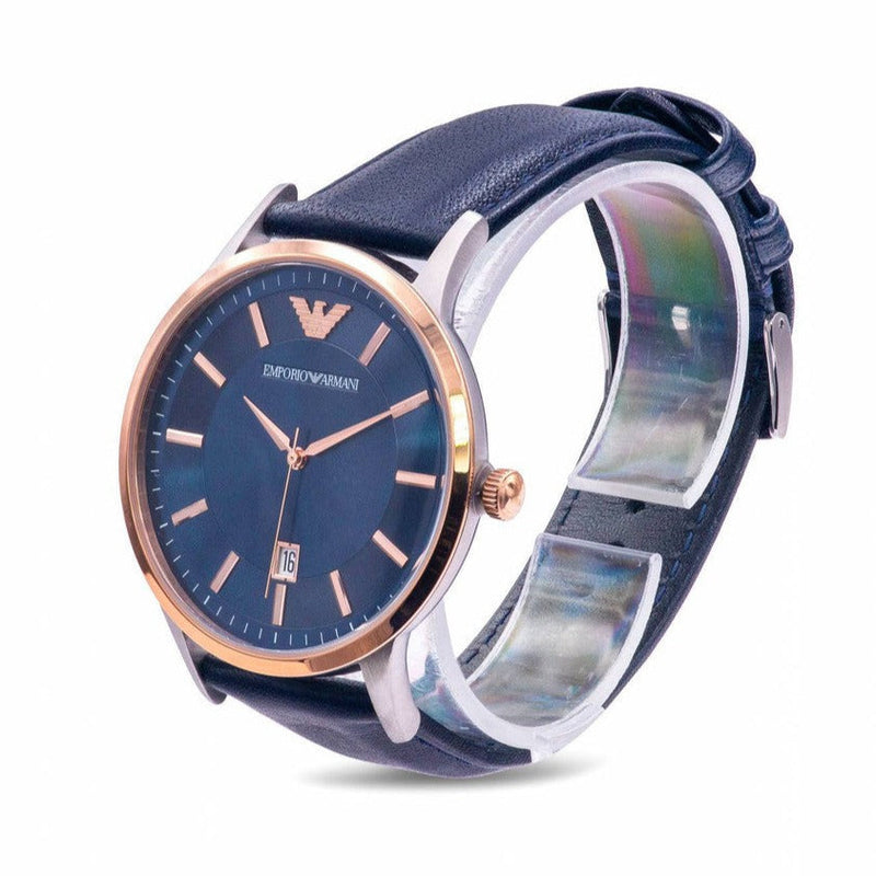 Emporio Armani Renato Analog Blue Dial Blue Leather Strap Watch For Men - AR11188 Buy Now By Emporio Armani