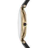Emporio Armani Arianna Analog Silver Dial Black Leather Strap Watch For Women - AR11200 Buy Now By Emporio Armani
