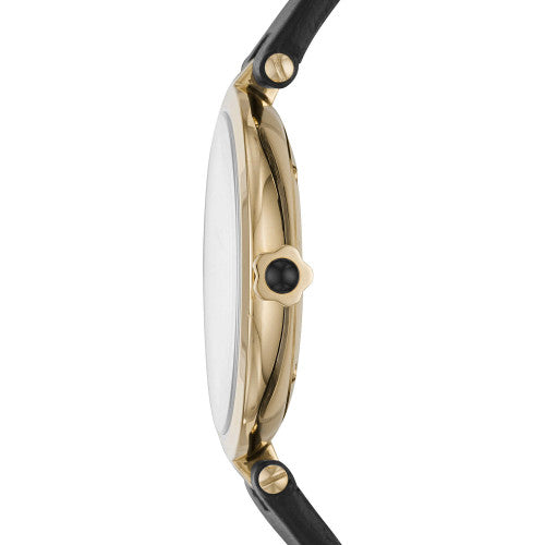 Emporio Armani Arianna Analog Silver Dial Black Leather Strap Watch For Women - AR11200 Buy Now By Emporio Armani