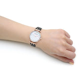Emporio Armani Gianni T-Bar Mother of Pearl Dial Black Leather Strap Watch For Women - AR11295 Buy Now By Emporio Armani