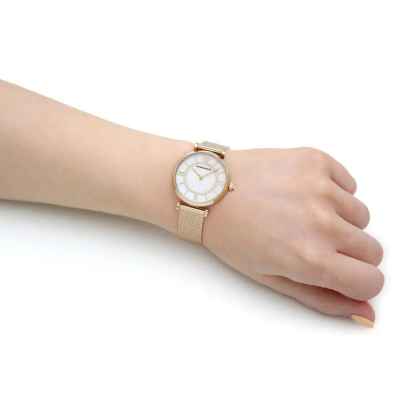 Emporio Armani Gianni T Bar Mother of Pearl Dial Gold Mesh Bracelet Watch For Women - AR11321 Buy Now By Emporio Armani