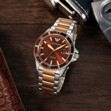 Emporio Armani Diver Quartz Brown Dial Two Tone Steel Strap Watch For Men - AR11340 Buy Now By Emporio Armani