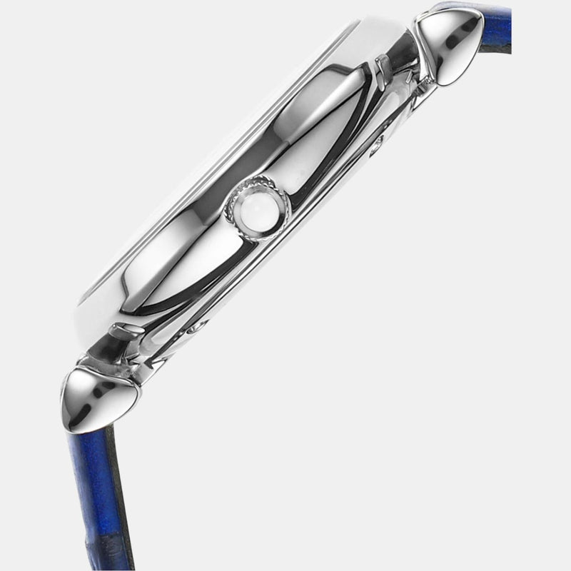Emporio Armani Gianni T Bar Quartz Crystals Silver Dial Blue Leather Strap Watch For Women - AR11344 Buy Now By Emporio Armani