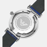 Emporio Armani Gianni T Bar Quartz Crystals Silver Dial Blue Leather Strap Watch For Women - AR11344 Buy Now By Emporio Armani