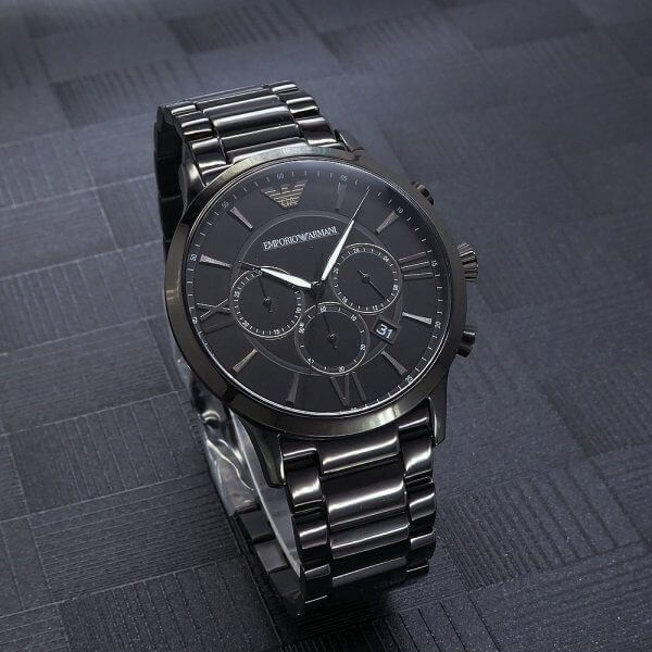 Emporio Armani Giovanni Chronograph Black Dial Black Steel Strap Watch For Men - AR11349 Buy Now By Emporio Armani