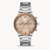Emporio Armani Mario Chronograph Beige Dial Silver Steel Strap Watch For Men - AR11352 Buy Now By Emporio Armani