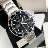 Emporio Armani Diver Chronograph Quartz Black Dial Silver Steel Strap Watch For Men - AR11360 Buy Now By Emporio Armani
