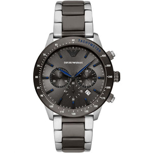 Emporio Armani Chronograph Grey Dial Two Tone Steel Strap Watch For Men - AR11391