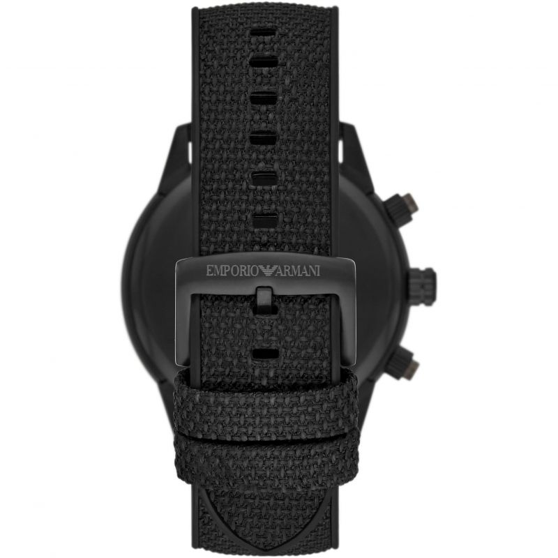 Emporio Armani Mario Chronograph Quartz Black Dial Black Nylon Strap Watch For Men - AR11453 Buy Now By Emporio Armani