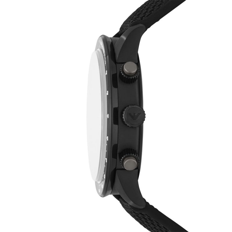 Emporio Armani Mario Chronograph Quartz Black Dial Black Nylon Strap Watch For Men - AR11453 Buy Now By Emporio Armani
