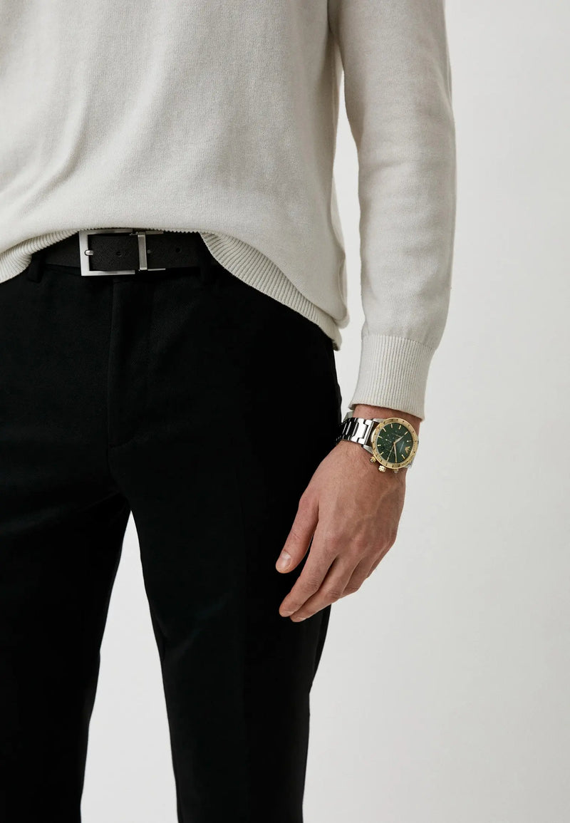 Emporio Armani Mario Chronograph Green Dial Silver Steel Strap Watch For Men - AR11454 Buy Now By Emporio Armani