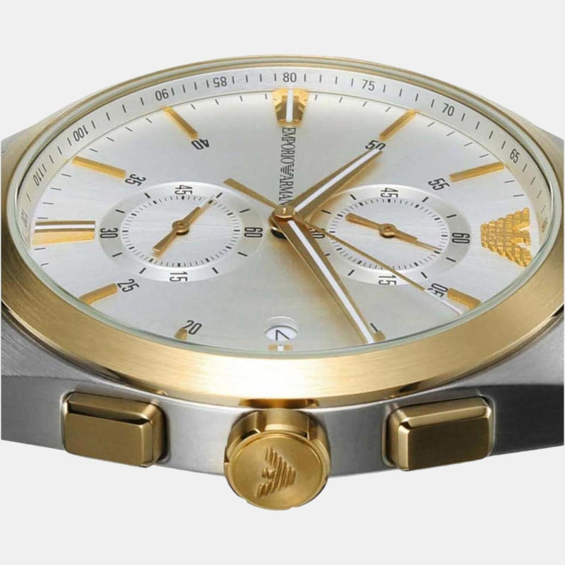 Emporio Armani Claudio Chronograph Silver Dial Black Leather Strap Watch For Men - AR11498 Buy Now By Emporio Armani