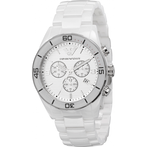 Emporio Armani Ceramic Chronograph White Dial White Ceramic Strap Watch For Men - AR1424 Buy Now By Emporio Armani