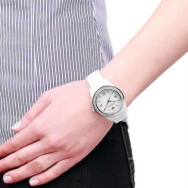 Emporio Armani Ceramica White Mother of Pearl Dial Stainless Steel Strap Watch For Women - AR1426 Buy Now By Emporio Armani