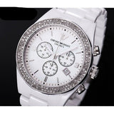 Emporio Armani Ceramica Chronograph White Dial White Ceramic Strap Watch For Women - AR1456