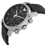 Emporio Armani Classic Chronograph Black Dial Black Leather Strap Watch For Men - AR1733 Buy Now By Emporio Armani