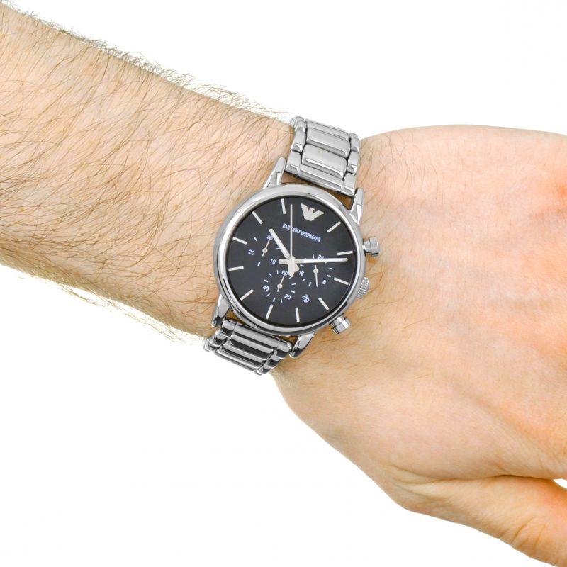 Emporio Armani Chronograph Black Dial Silver Steel Strap Watch For Men - AR1853 Buy Now By Emporio Armani