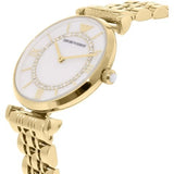 Emporio Armani Gianni T Bar Mother of Pearl White Dial Gold Steel Strap Watch For Women - AR190700