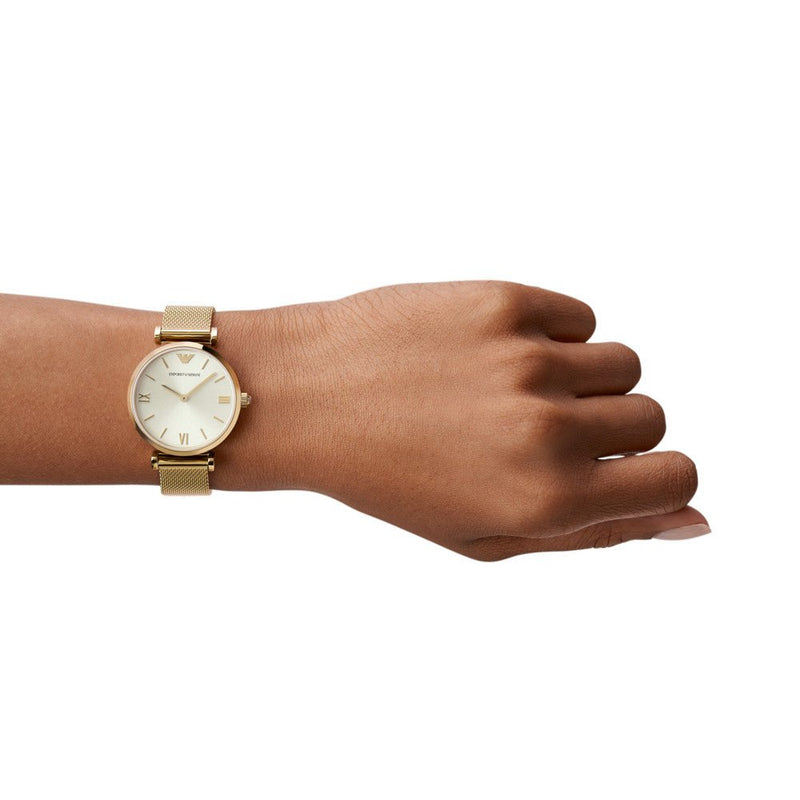 Emporio Armani Retro Gold Dial Gold Mesh Bracelet Watch For Women - AR1957 Buy Now By Emporio Armani