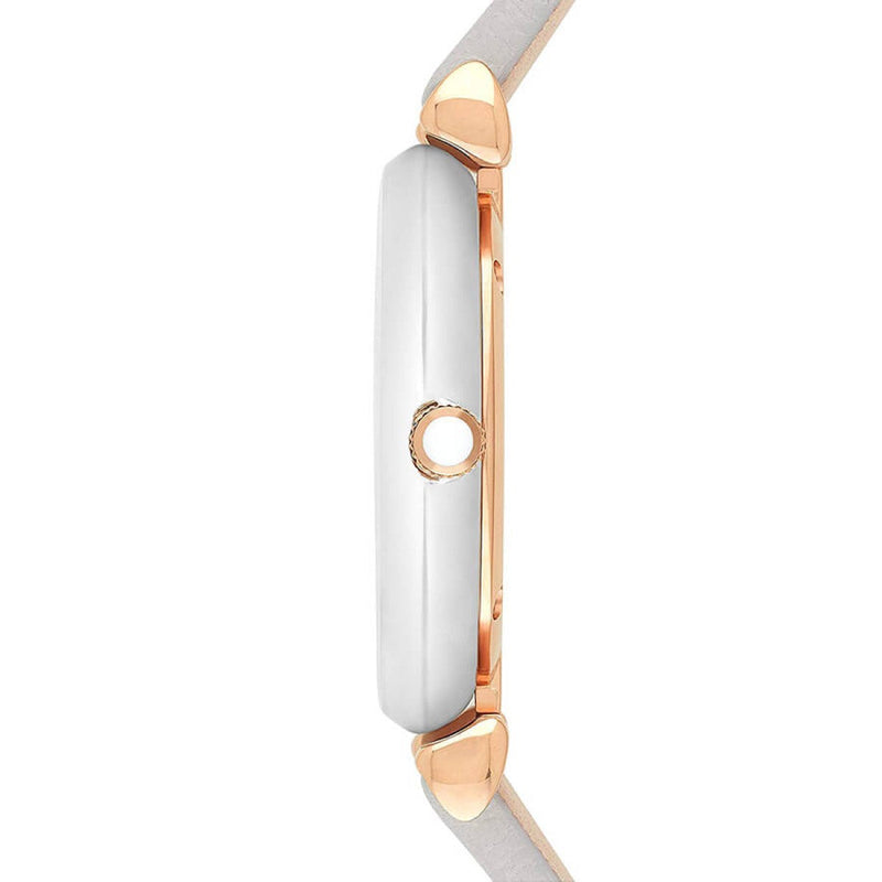 Emporio Armani Gianni T Bar Quartz Mother of Pearl Dial White Leather Strap Watch For Women - AR1965 Buy Now By Emporio Armani