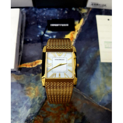 Emporio Armani Super Slim Quartz White DIal Gold Mesh Bracelet Watch For Women - AR2017 Buy Now By Emporio Armani