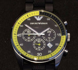 Emporio Armani Chronograph Black Dial Black Rubber Strap Watch For Men - AR5865 Buy Now By Emporio Armani